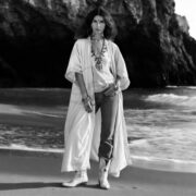 Plus Size Velvet Kimono Duster: Boho Lace Jacket, Mooncream Dune - Misty - Image 9