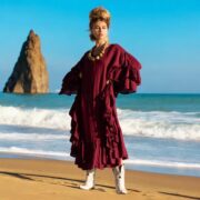 Plus Size Boho Ruffle Kaftan Dress – Wild Heart Garnet Dusk Maxi Abaya - Image 7