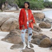 Handmade Cotton Velvet Kimono: Boho Chic Jacket, Plus Size - Mei