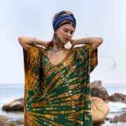 Plus Size Tie Dye Kaftan Dress: Handmade Boho Cotton Maxi with Pockets - Nora - Image 10