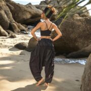 Black Patchwork Harem Pants – Handmade Boho Cotton Trousers | Spiritu - Image 3
