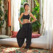 Black Patchwork Harem Pants – Handmade Boho Cotton Trousers | Spiritu - Image 5