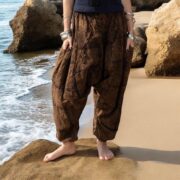 Boho Harem Pants Plus Size: Rust Brown Patchwork Cotton Trousers - Spiritu - Image 8
