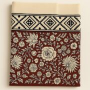 Hand Block Print Cotton Sarong: Boho Beach Cover Up, Golden Flora Scarf - Bichi - Image 5