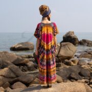 Plus Size Tie Dye Kaftan Dress: Ember Heart Boho Cotton Maxi Robe - Nora - Image 3