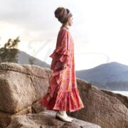 Plus Size Boho Floral Kaftan: Sunset Petal Rayon Maxi Dress - Wild Heart - Image 2