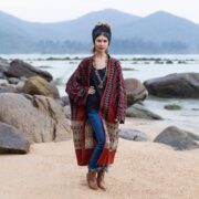 Plus Size Handwoven Gheri Cotton Kimono: Boho Duster Jacket - Ivara