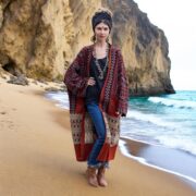 Plus Size Handwoven Gheri Cotton Kimono: Boho Duster Jacket - Ivara - Image 5