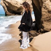 Plus Size Velvet Kimono Jacket: Raven Black Boho Coat - Mei - Image 8