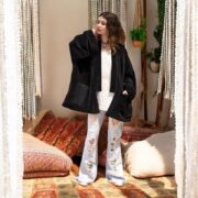 Plus Size Velvet Kimono Jacket: Raven Black Boho Coat - Mei - Image 5