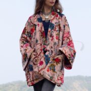 Blush Garden Bloom Velvet Kimono Jacket: Plus Size Boho Duster - Mei - Image 4