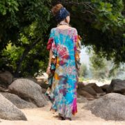 Plus Size Tie Dye Kaftan: Handmade Cotton Boho Maxi Dress - Ema - Image 3