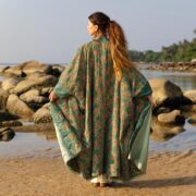 Plus Size Velvet Kimono Duster: Embroidered Floral Boho Coat - Harper jade - Image 3