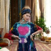 Plus Size Tie Dye Kaftan Dress: Handmade Cotton Babydoll Maxi with Pockets - Kalina - Image 6