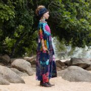 Plus Size Tie Dye Kaftan Dress: Handmade Cotton Babydoll Maxi with Pockets - Kalina - Image 8
