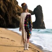 Boho Tie Dye Fringe Tunic Dress: Handmade Cotton Kaftan Cover Up - Arlo - Image 3
