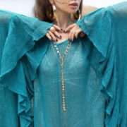 Boho Mesh Kaftan Dress – Ondine in Ocean Mirage | Sheer Cotton Gauze Beach Cover-Up, Flowy Ruffle Festival Kimono, Resort Goddess Wear - Image 6