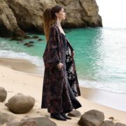 Luna Paisley Velvet Kimono Robe: Plus Size Boho Bridal Duster - Mai - Image 2