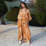 Tiedye Boho Rayon Kaftan Dress: Desert Clay Maxi, Plus Size - Cosmic Drift - Image 7