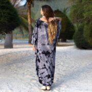 Handmade Tiedye Rayon Kaftan Dress: Eclipse Smoke Boho Maxi - Cosmic Drift - Image 8