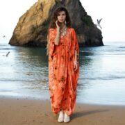 Handmade Tiedye Rayon Kaftan Dress: Boho Beach Cover Up - Cismic Drift