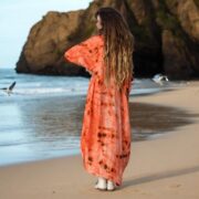 Handmade Tiedye Rayon Kaftan Dress: Boho Beach Cover Up - Cismic Drift - Image 3