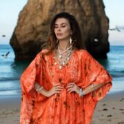 Handmade Tiedye Rayon Kaftan Dress: Boho Beach Cover Up - Cismic Drift - Image 4