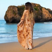 Tiedye Boho Rayon Kaftan Dress: Desert Clay Maxi, Plus Size - Cosmic Drift - Image 3