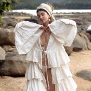 Cotton Boho Kimono Jacket – Plus Size Sandshell Bali Ruffle Duster Coat, Lightweight Handmade Festival Layer for Beach, Wedding, Photoshoot - Image 4