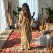 Hand Block Printed Cotton Kaftan: Saffron Marigold Boho Dress - Image 7