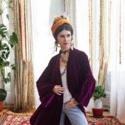 Silky Boho Velvet Kimono Robe – Plum Festival Duster Coat | Mai by ZinniaPearl - Image 6