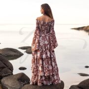 Boho Off-Shoulder Cotton Maxi Dress: Cinnamon Petal Floral Gown - Lucia - Image 3