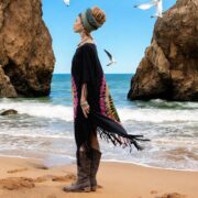 Rainbow Tie-Dye Fringe Tunic Dress: Handmade Boho Cotton Kaftan, Plus Size Inclusive - Arlo - Image 7