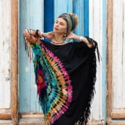 Rainbow Tie-Dye Fringe Tunic Dress: Handmade Boho Cotton Kaftan, Plus Size Inclusive - Arlo - Image 10