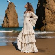 Off-Shoulder Boho Wedding Dress: Tiered Cotton Maxi Dress - Lucia - Image 2