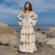 Off-Shoulder Boho Wedding Dress: Tiered Cotton Maxi Dress - Lucia - Image 6