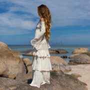 Off-Shoulder Boho Wedding Dress: Tiered Cotton Maxi Dress - Lucia - Image 2
