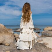 Off-Shoulder Boho Wedding Dress: Tiered Cotton Maxi Dress - Lucia - Image 3