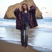 Boho Velvet Kimono Jacket: Hand Block Print Raven Indigo, Plus Size - Mei - Image 9