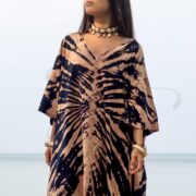 Hand-Dyed Tie-Dye Cotton Kaftan Dress: Boho Festival Tunic - Ninive - Image 4