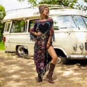 Plus Size Boho Tie-Dye Fringe Poncho – Handmade Cotton Kaftan | Arlo - Image 5