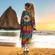 Hand-Tiedye Cotton Poncho: Arlo Fringe Boho Cover-Up - Arlo - Image 7