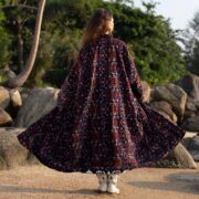Plus Size Velvet Kimono: Hand Block Printed Floral Boho Duster - MAI - Image 2