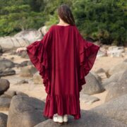 Plus Size Boho Kaftan Maxi Dress: Garnet Rose Lace Trim Rayon Gown. Wild Heart - Image 3