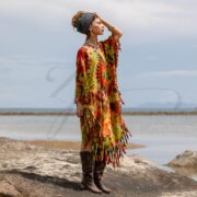 Plus Size Tie-Dye Fringe Tunic: Boho Festival Cotton Kaftan - Arlo - Image 2
