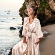 Boho Cotton Ruffle Kimono Duster Robe – Plus Size Festival & Resort Cover-Up | Avalon