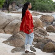 Handmade Cotton Velvet Kimono: Boho Chic Jacket, Plus Size - Mei - Image 2