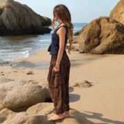 Boho Harem Pants Plus Size: Rust Brown Patchwork Cotton Trousers - Spiritu - Image 10