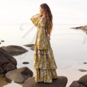 Boho Marigold Floral Maxi Dress: Off-Shoulder Cotton Wedding Gown - Lucia - Image 2