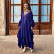 Plus Size Boho Kaftan Dress: Indigo Muse Rayon Gown - Wild Heart - Image 7